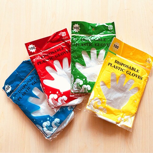 Manufacturer Color Bag Disposable Gloves PE Gloves Edible Film Gloves Hygienic Gloves 100 Pack 2 Yuan Store