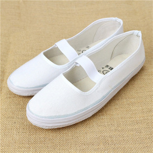 Spot supply children's dance shoes women's white flat heel dance shoes practice performance cloth shoes wholesale