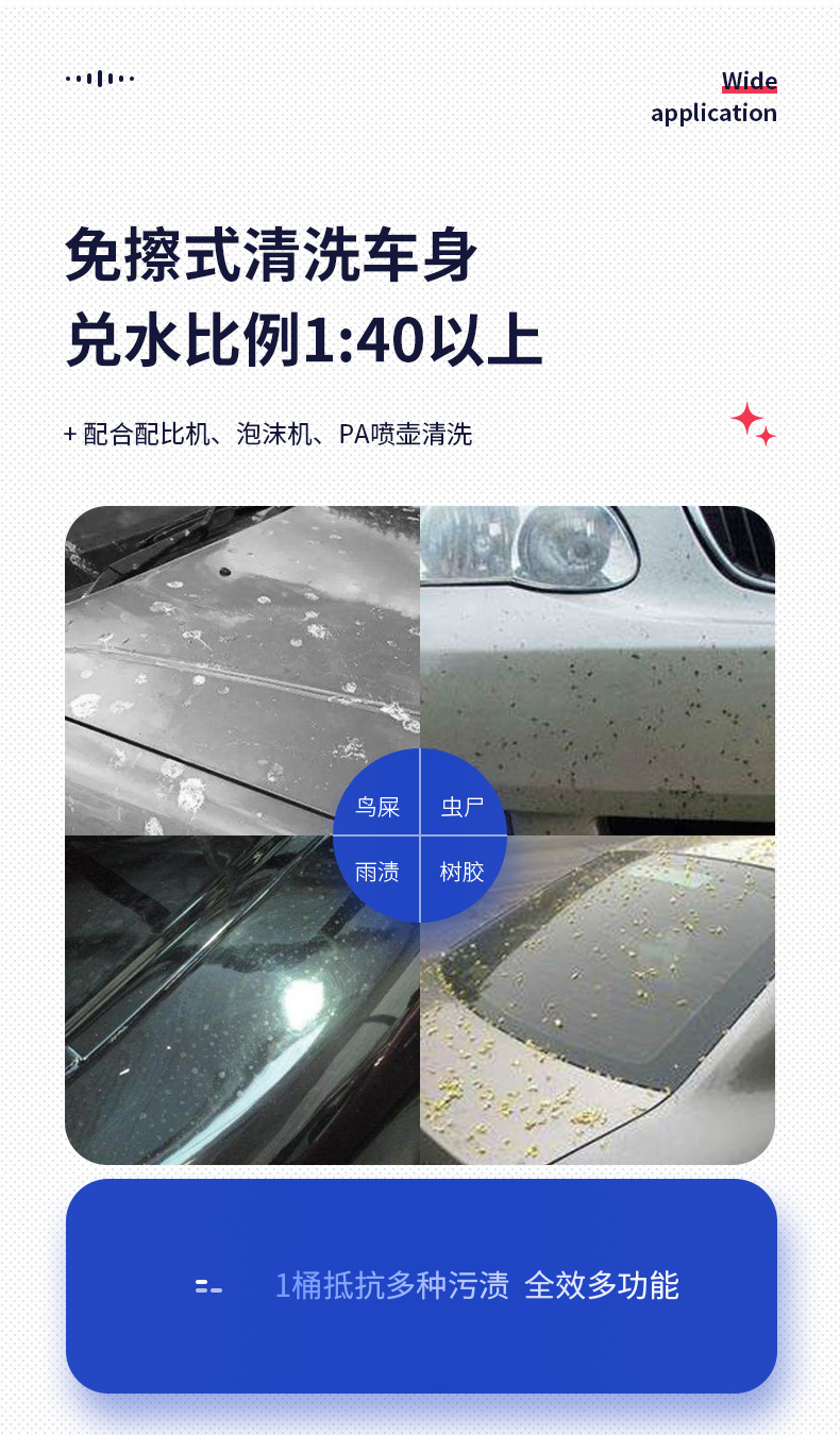Self-Cleaning Car Wash Liquid, Powerful Decontamination, No Wiping, Special Full-Effect Tire and Wheel Hub Cleaning Agent, High Concentration Car Wash Shop