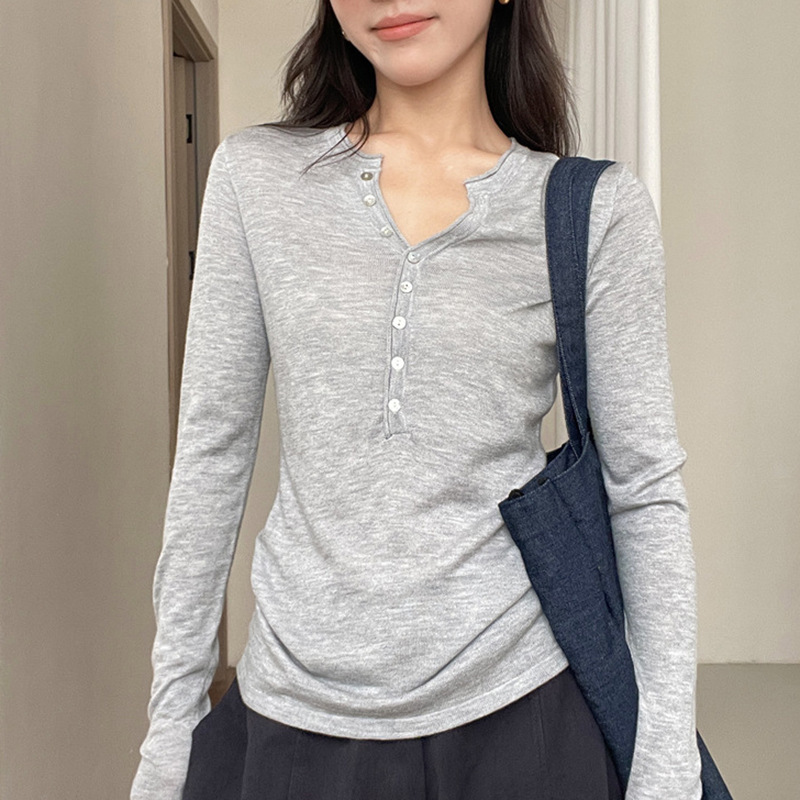 气质简约羊毛v领针织衫女2025秋季新款休闲风修身显瘦百搭上衣|undefined