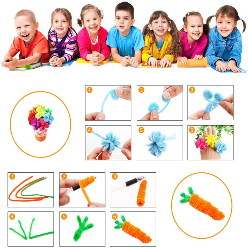 Twist Stick Encrypted Macaron Color Encrypted Handmade Hair Strips Children DIY Toy Art Bouquet Material Kit Wholesale