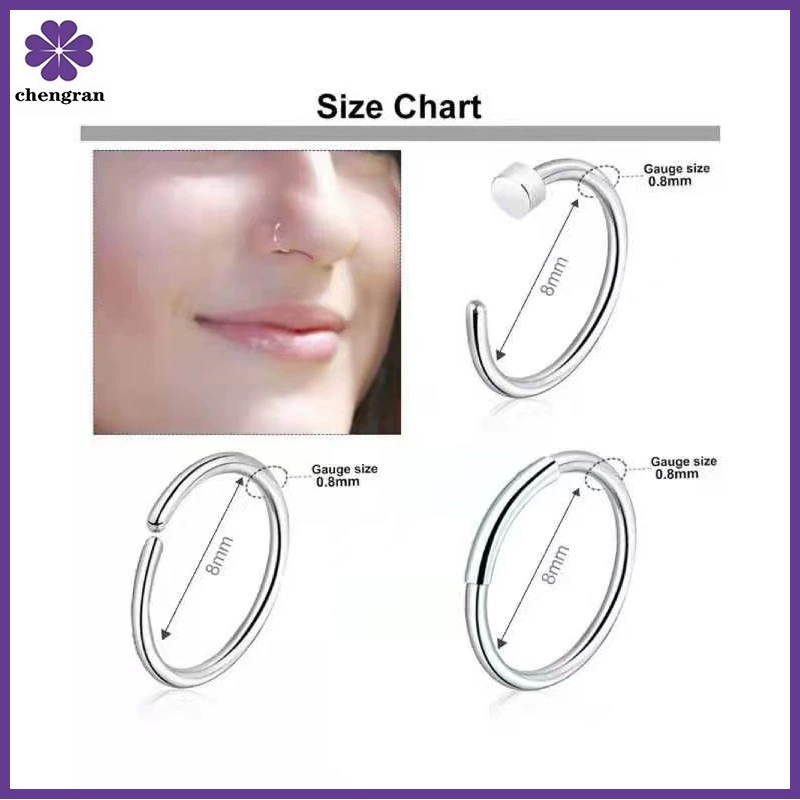 Nose piercing stainless steel, set for men and women, accessory
