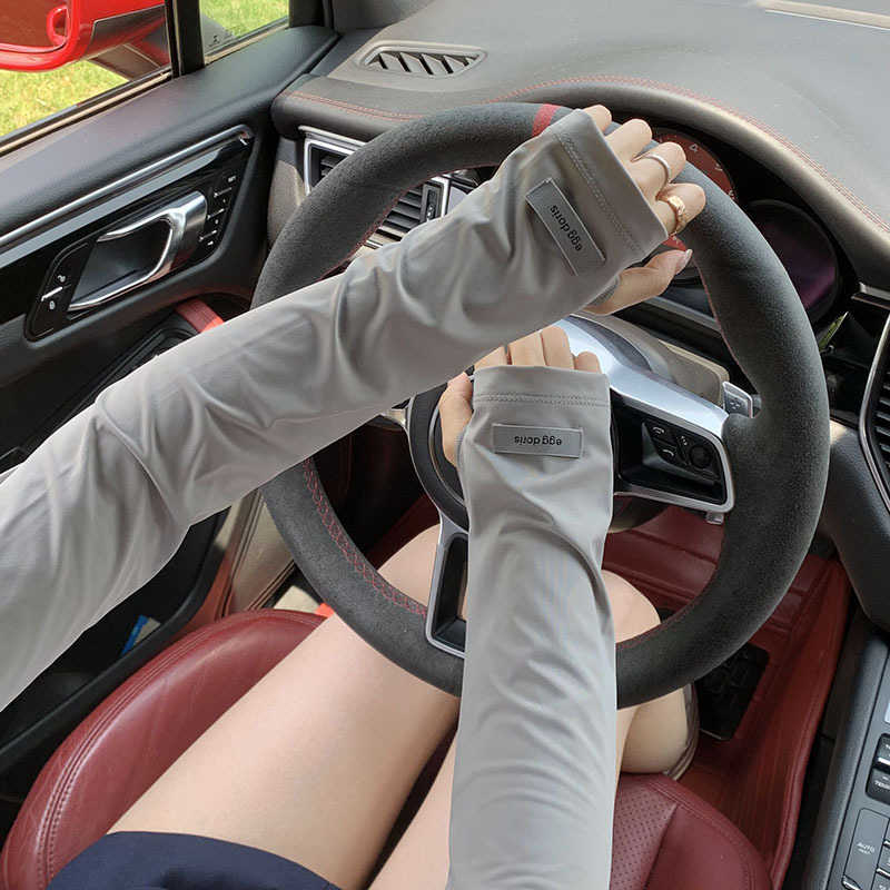 Protector solar manguito de hielo, color sólido, suelto y transpirable, conducción de verano, protección UV al aire libre, manga de protección solar de seda de hielo, hombre