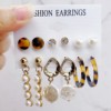 Fashion gold hoop earrings ladies pearl punk earrngs set