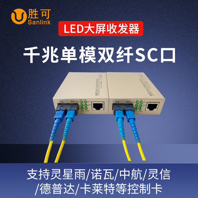 大屏显示屏转换器单模兼容诺瓦灵星雨卡莱特控制卡 LED光纤收发器