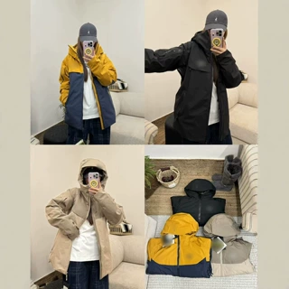 鸟家冬季新款女生防风保暖连帽冲锋衣羽绒服外套