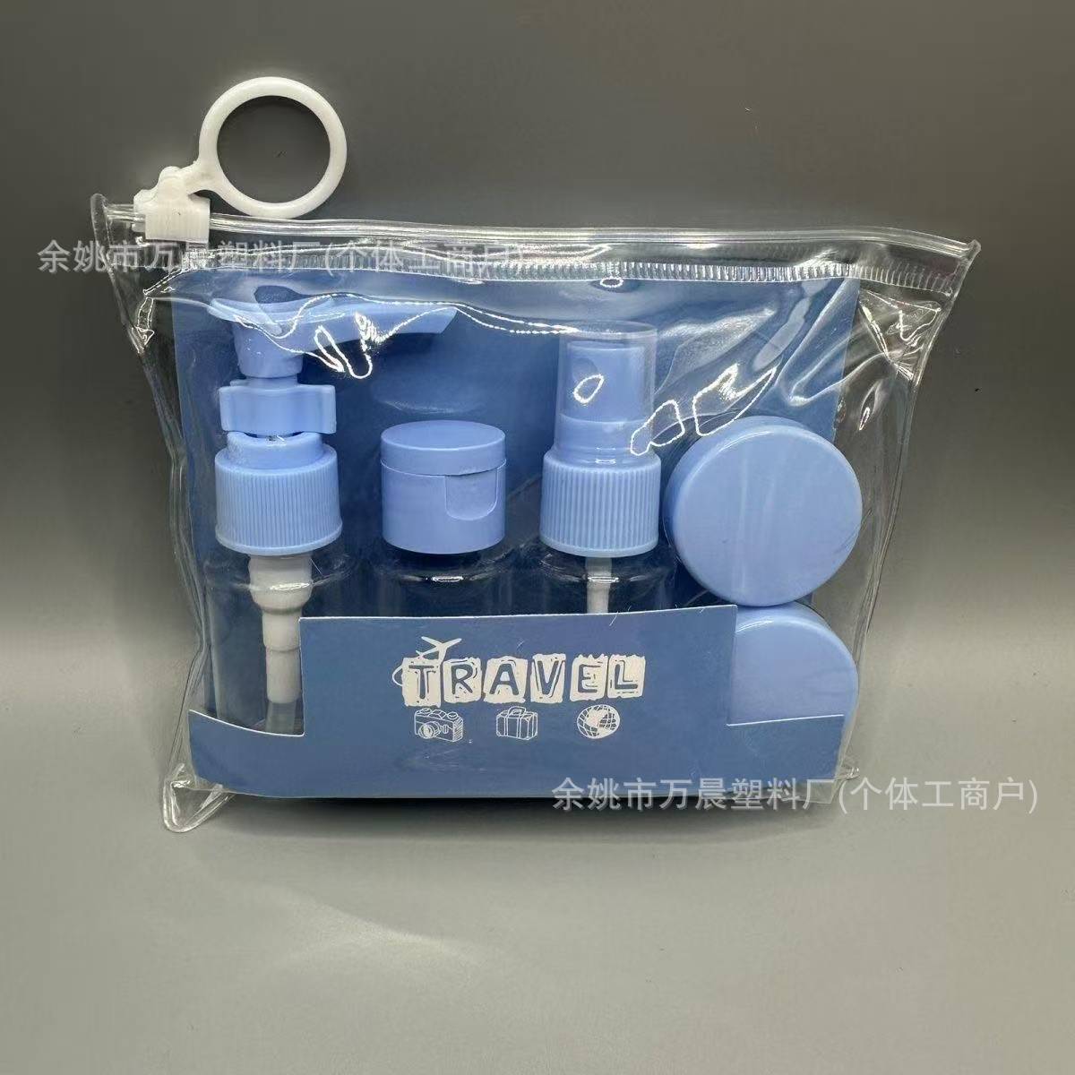 Botella de PET bolsa de PVC botella de viaje 6 - en - 1 set portátil ahorrar espacio para viajar champú esencial