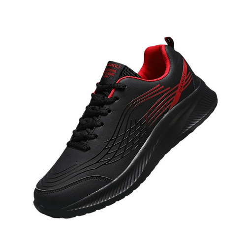 Men's Winter Leather Surface Sports Shoes, Men's Waterproof Casual Sports Shoes, Soft Sole Anti-Work Casual Running Shoes, Spring Single Shoes