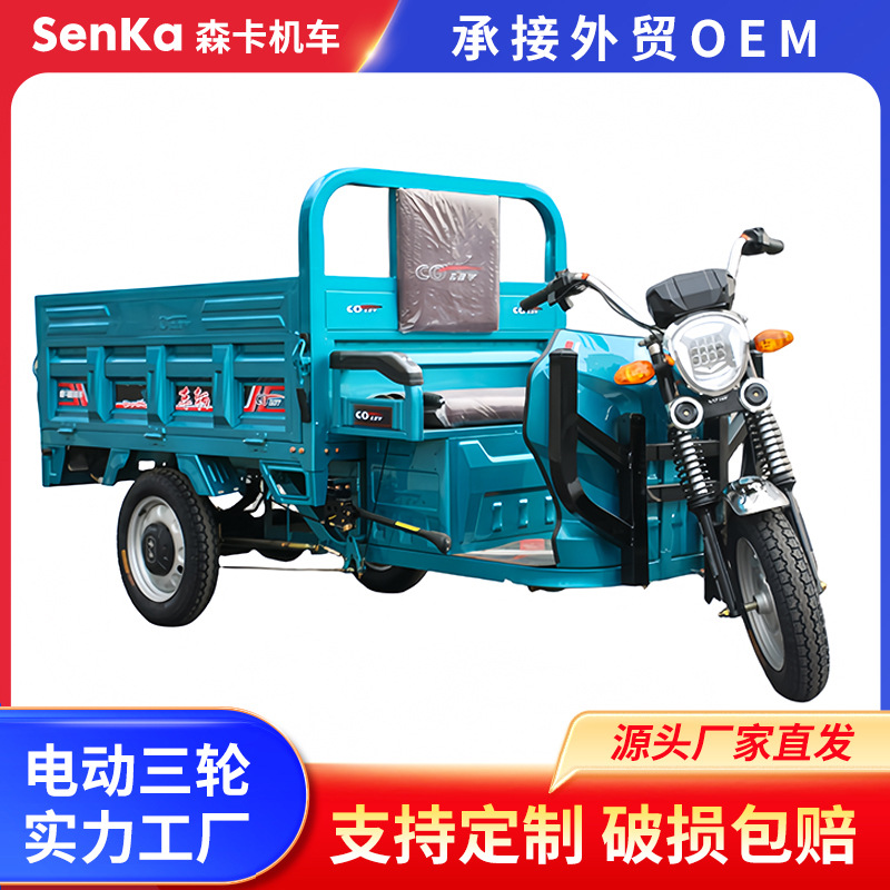 Triciclo eléctrico para transporte de carga, vehículo eléctrico agrícola, triciclo eléctrico para adultos, vehículo eléctrico de alta resistencia para subir pendientes, triciclo con sidecar.
