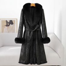 少量服饰2025冬季新品过膝长款兔皮毛一体狐狸毛领女式真皮草外套