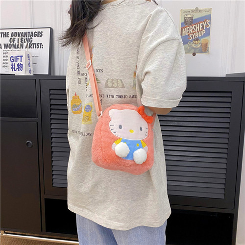 Cartoon Fashion Plush Doll Girl Heart Shoulder Bag Kurome Melody Doll Bag Gift Accessories Crossbody Bag