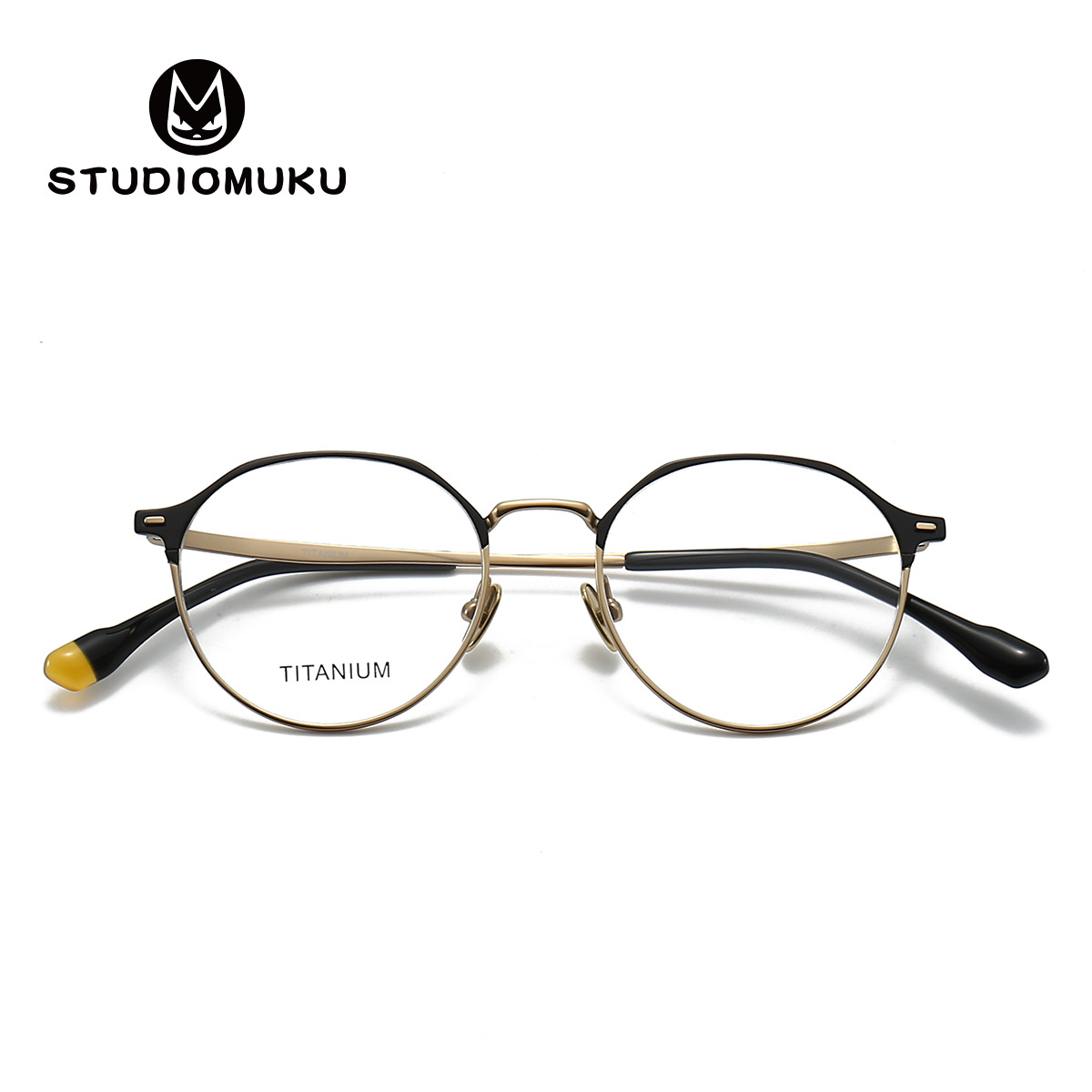 STUDIOMUKU gafas de madera fresca, marcos de gafas de textura de moda, marcos de gafas de diseño de titanio clásico