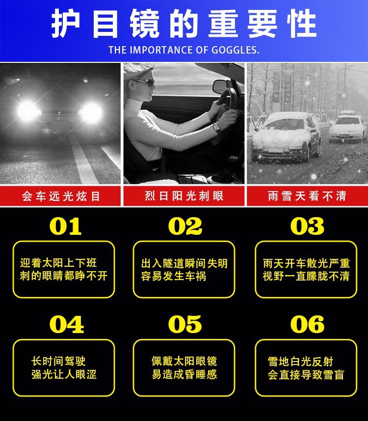 Cross-Border Popular Sun Visor, Car Sun Protection and Anti-Glare Mirror, Car-Specific Day and Night Mirror, Night Anti-High Beam Goggles