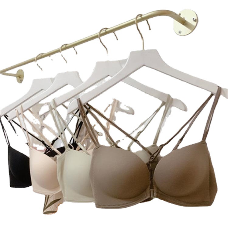 Verano nueva ropa interior sin costuras moda simple medio grueso pequeño pecho reunidos lado delantero hebilla sujetador traje 6309