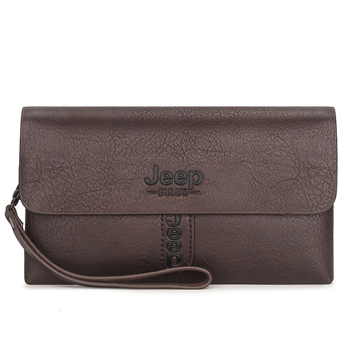 Cross-border new men's handbag PU retro business double-layer wallet with multi-card slots, men's phone bag, hand-held bag
