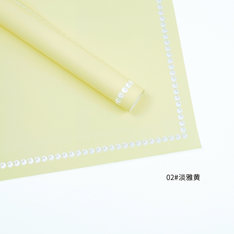 Huaxi fábrica de perlas de palma al por mayor de papel elegante puntos alrededor del borde impermeable perla envoltura material de embalaje de flores de papel