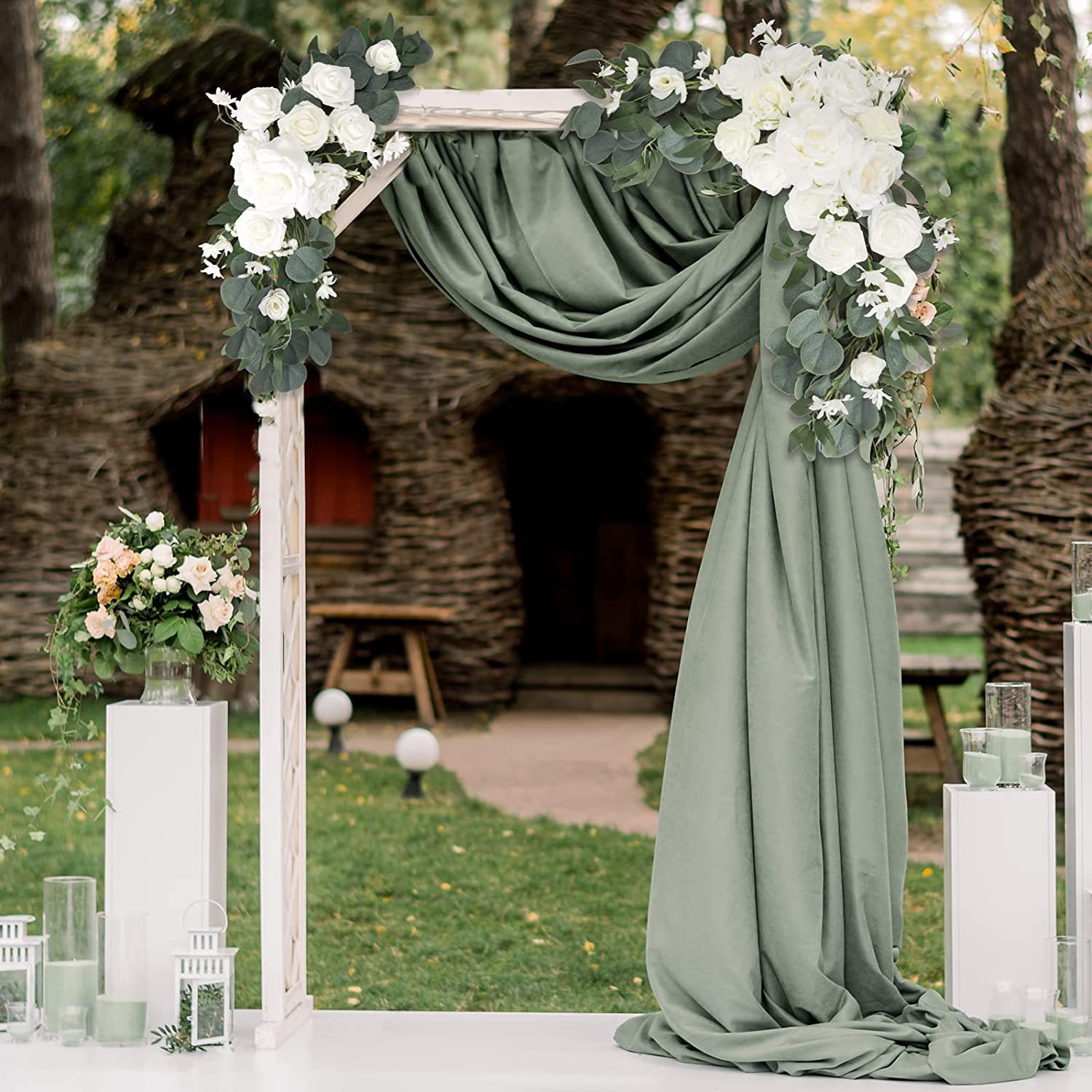 Arco de Flores Artificiales para Boda, Arreglo Floral, Decoración de Área de Bienvenida, Diseño Exterior, Flores Artificiales al por Mayor, Plantas Verdes, Diseño de Boda