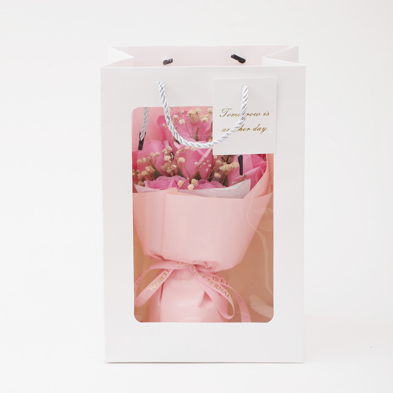 520 Día de San Valentín nuevo estilo hielo picado azul gypsophila flor seca ramo de jabón de rosas para hombres y mujeres, regalos para esposas