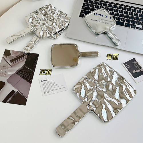 Retro handheld makeup mirror, high-end female portable handheld mirror, Internet celebrity ins touch-up handle mirror, beauty mirror