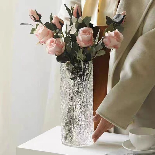 Nordic simple creative light luxury transparent vase water nourishing rich bamboo lily glass vase living room table decorations