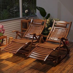 Bamboo Rocking Chair Adult Folding Chair Lunch Break Leisure Chair Home Summer Nap Balcony Leisure Elderly Summer Lounge Chair