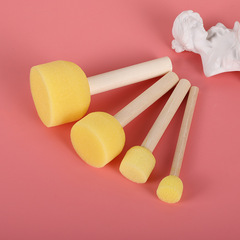 Cross-border Mushroom Head Sponge Painting Brushes Natural Wood Handle Children's Early Education Doodle Sponge Stamps Manufacturer