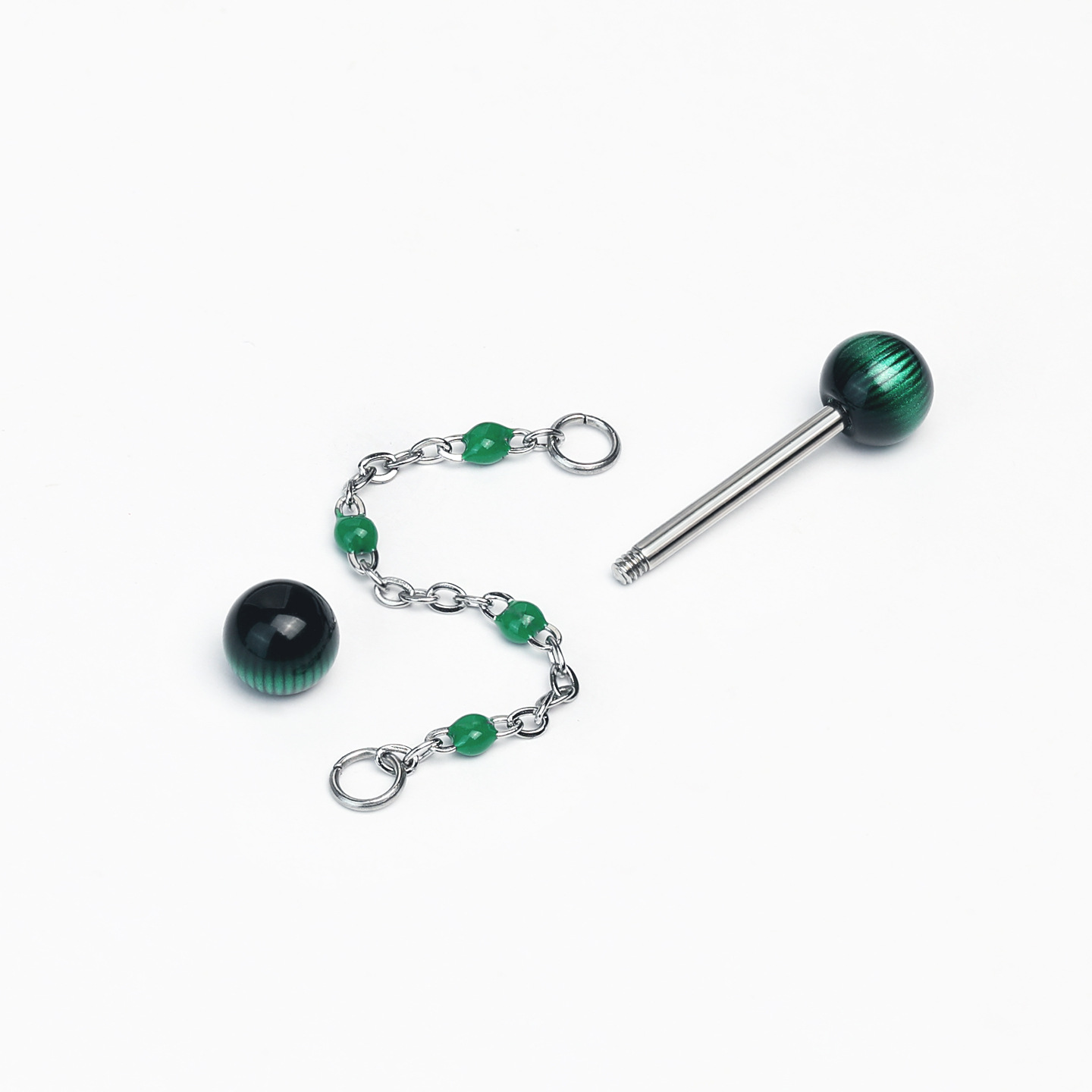 Double-Ended Retro Gradient Chain Tongue Piercing Detachable Acrylic Hot Girl Style 316L Surgical Steel Externally Threaded Tongue Barbell detail image 8