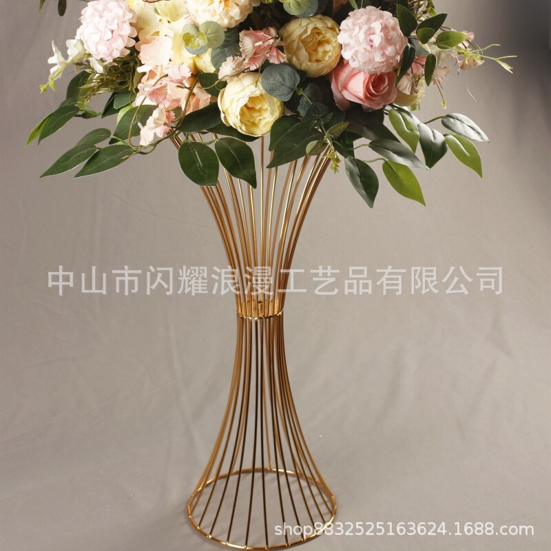 結婚式の小道具、ゴールデンアイアンアート、結婚式のシーンのレイアウト、花器、ホテルの窓の装飾、家庭用花瓶|undefined