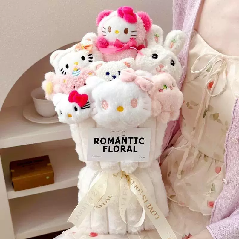 Hello Kitty, милая кукла ко дню Святого Валентина для друга, букет, подарок на день рождения, оптом