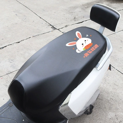 Motorcycle Scooter Chair Cover — Electric car cushion - the-l-yard-rabbit-is-advancing-rapidly-black
