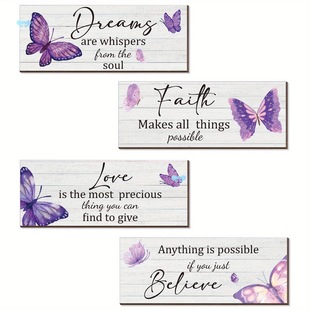 4Pcs Inspirational Butterfly Wall Art Set 4Pcs Qualit Cross-Border