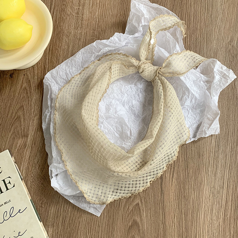 Bufanda triangular hueca, bufanda pequeña, bufanda de seda nueva, pañuelo de todo fósforo de alta calidad, diadema pastoral femenina de verano, cabello atado