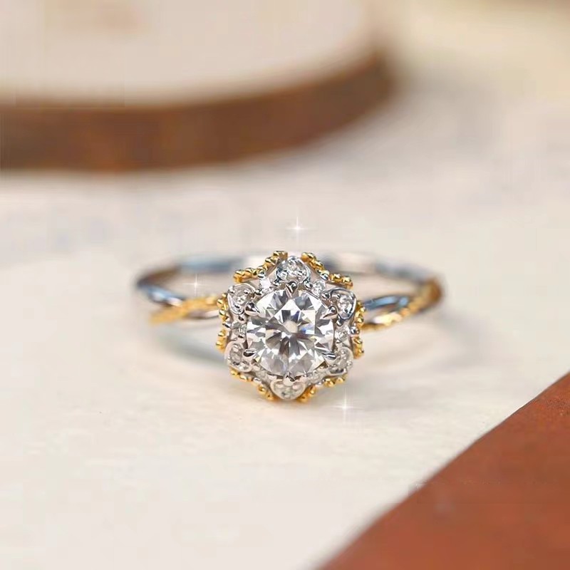 3g Weight 1.0ct Carat Total Weight Moissanite, High Carbon Diamond Inlay Material Rings Classification 1.0ct 925 Sterling Silver Moissanite High Carbon Diamond Geometric Rings Moissanite Rings GRA Certificate