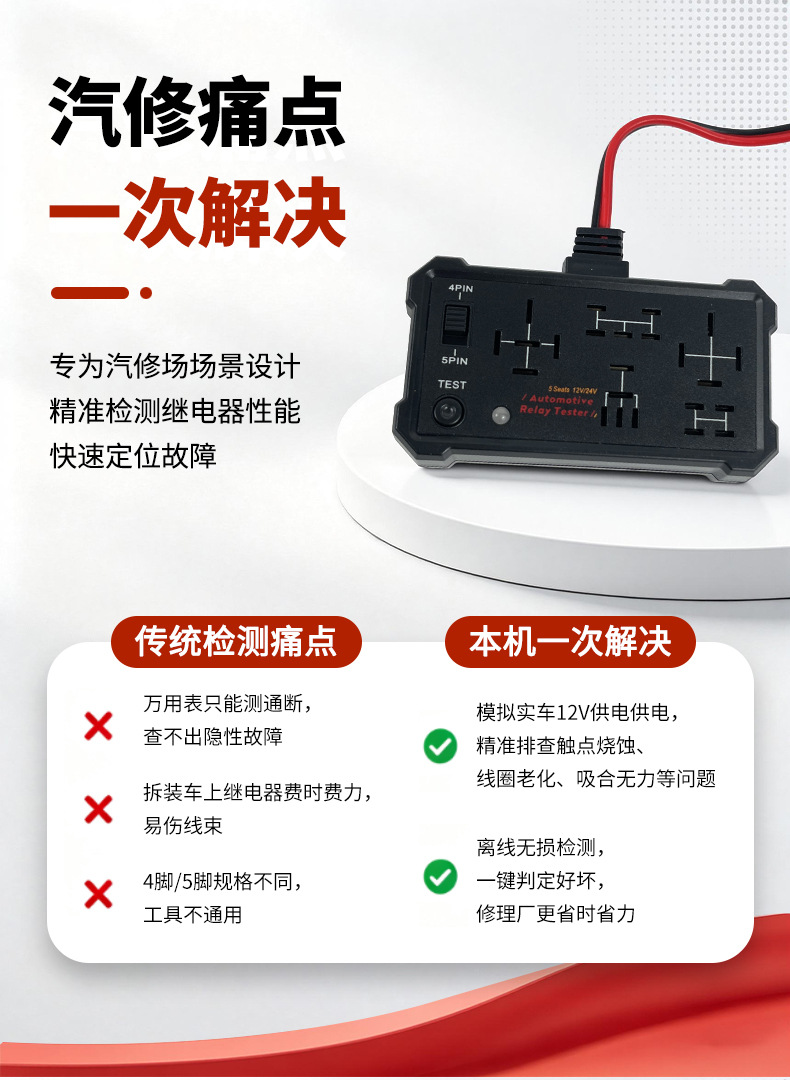 New car relay tester, 5-slot detection, 12/24v universal relay tester, exclusively for cross-border sales