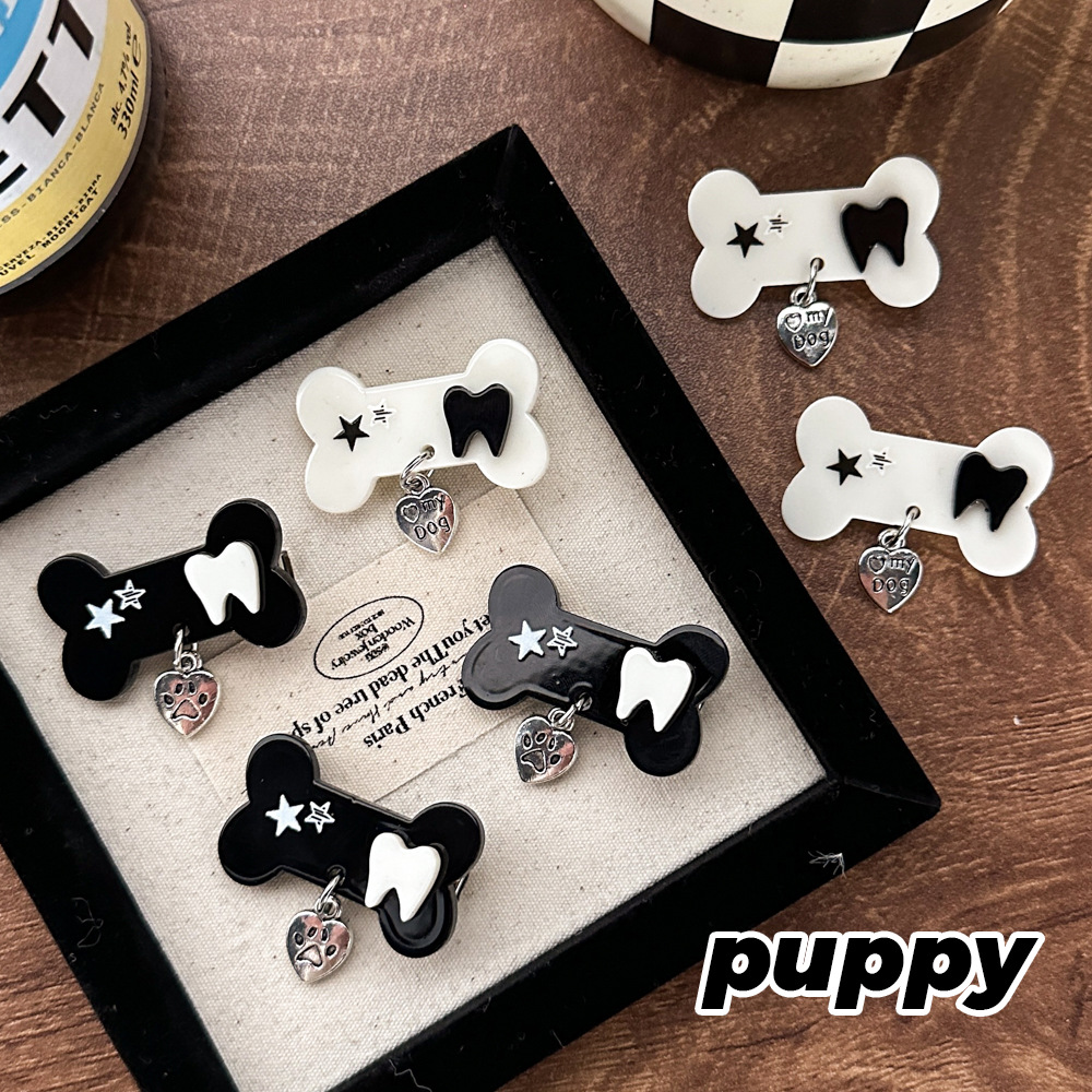 Cute creative bone teeth love pendant hairpin sweet cool girl bangs broken hair side clip headdress New ins