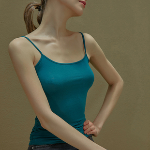 Summer Thin Underwear Sleeveless T-shirt Knitted Solid Color One-word Base Vest Women's Outer Wear Top