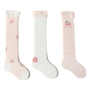 Spring and Summer New Baby Anti-mosquito Socks Mesh Hollow Long Tube Baby Socks Pure Cotton Pink Girls Newborn Socks