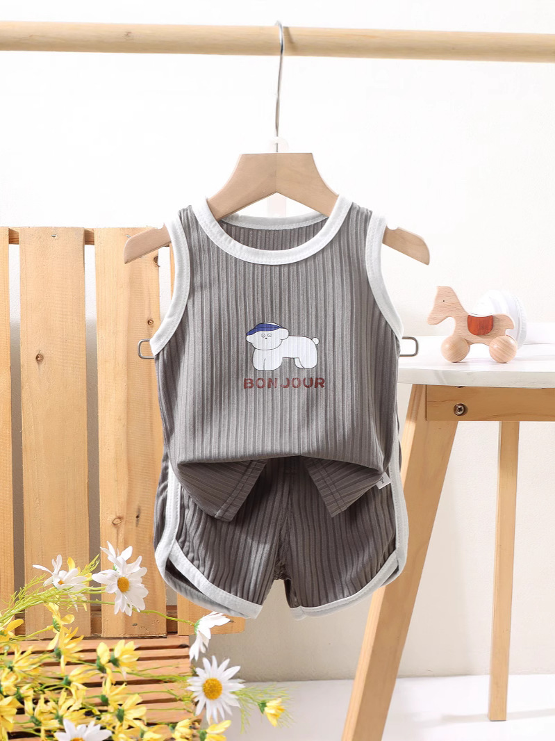 Nueva ropa para niños niñas verano cuello redondo sin mangas camiseta niños chaleco estampado de dibujos animados bebé verano estilo occidental top