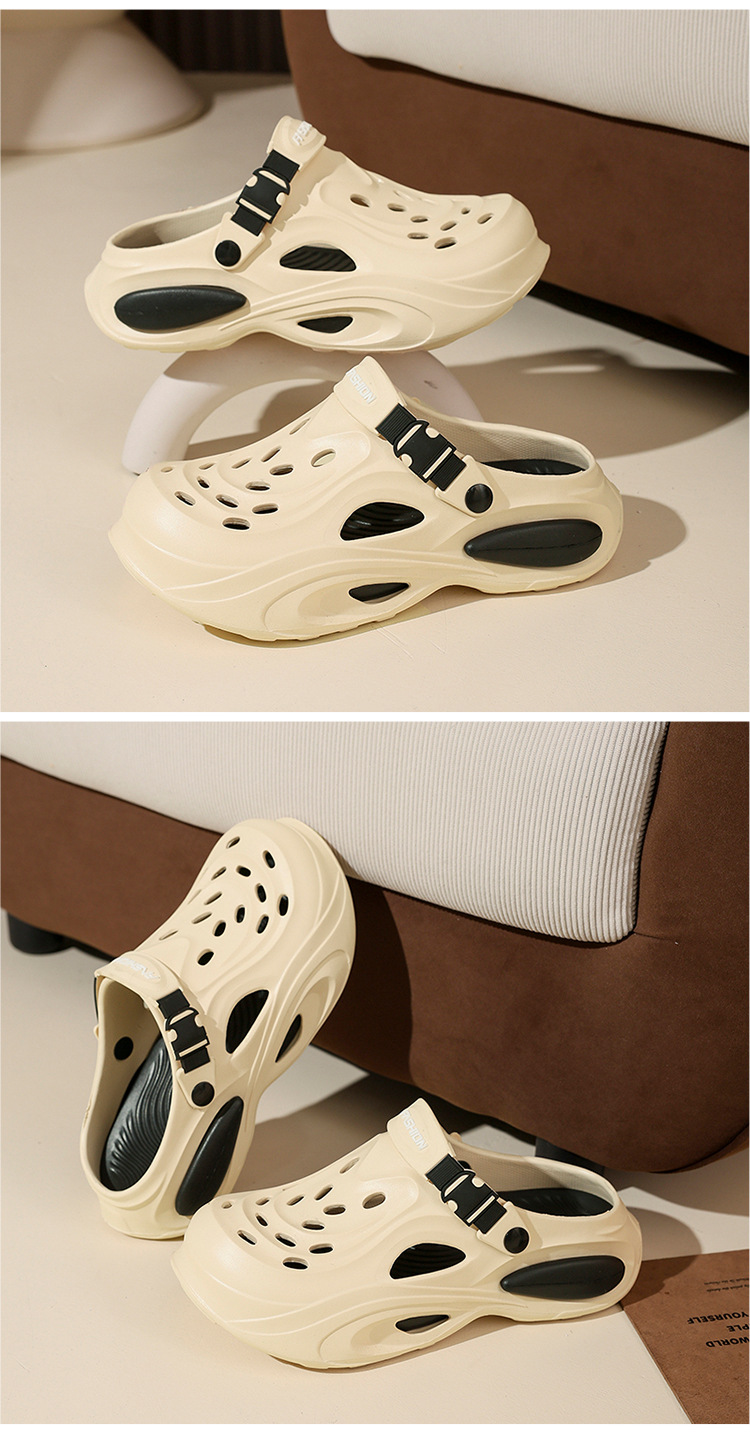 Comfortable Men's Perforated Casual Clogs For Summer Driving_voghion.com