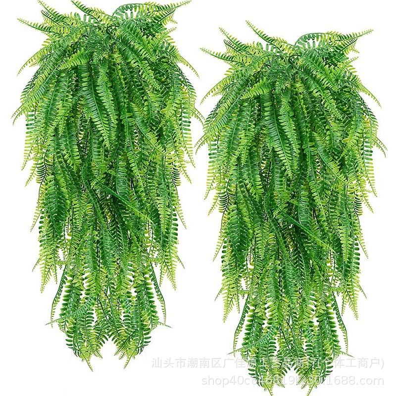 Cross-border realistic 5-prong Boston fern wall hanging artificial plant Boston fern faux vine hanging decoration green