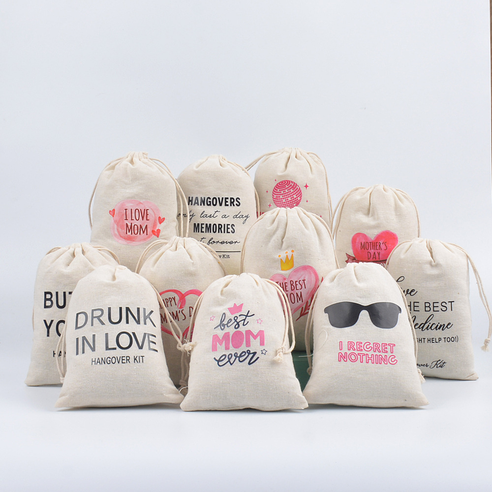 跨境纯棉Hangover Kit Bag束口袋宿醉包婚礼单身派对醒酒工具包