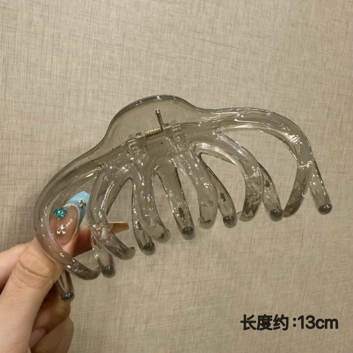 Glossy chrysanthemum clip gray-13cm