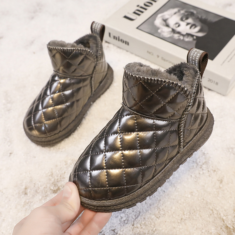 Botas de neve, botas de pelúcia de inverno para meninas, botas de inverno impermeáveis e quentes para crianças de meia-idade, sapatos de algodão do nordeste_voghion.com
