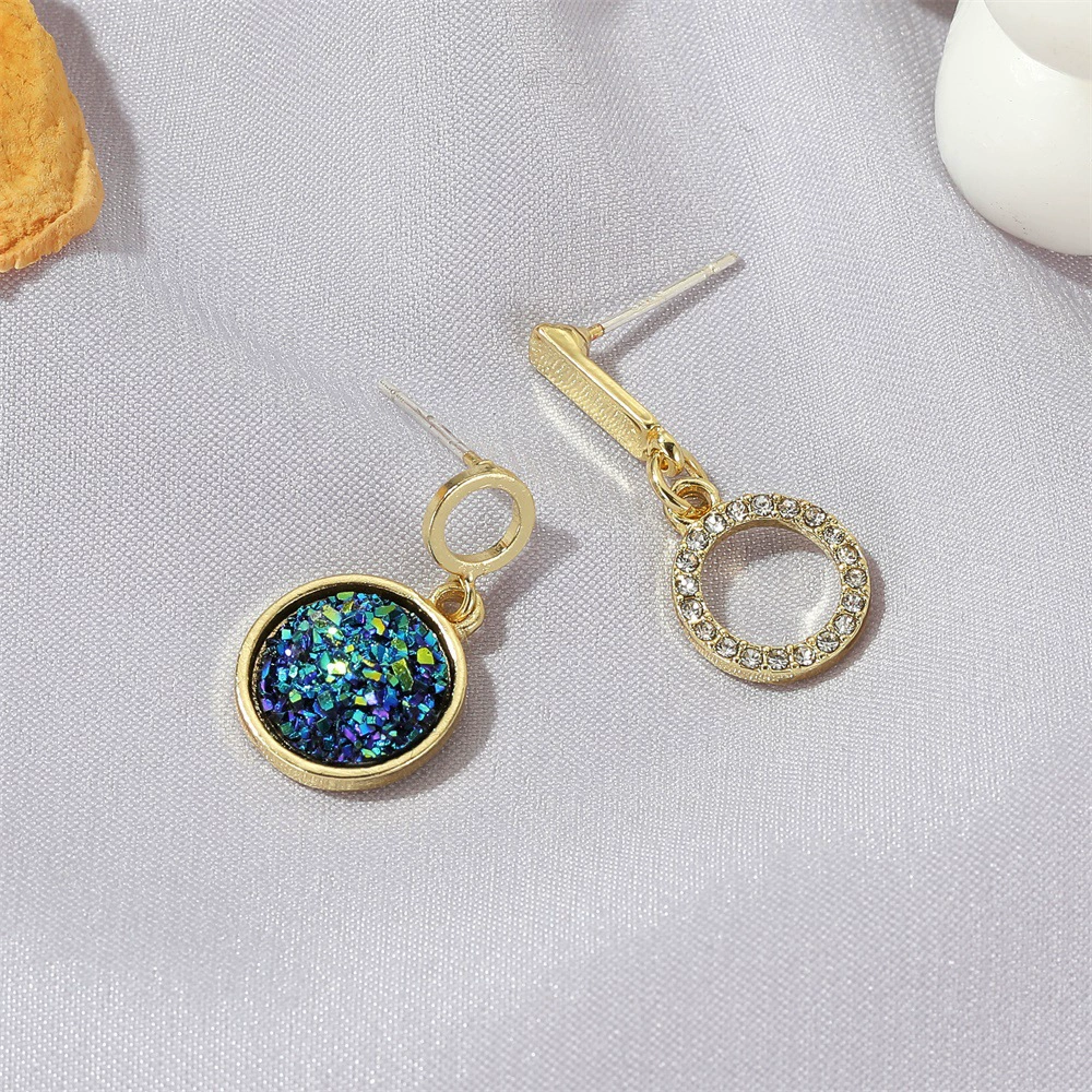 Blue fashionable asymmetrical universal earrings, Korean style, light luxury style