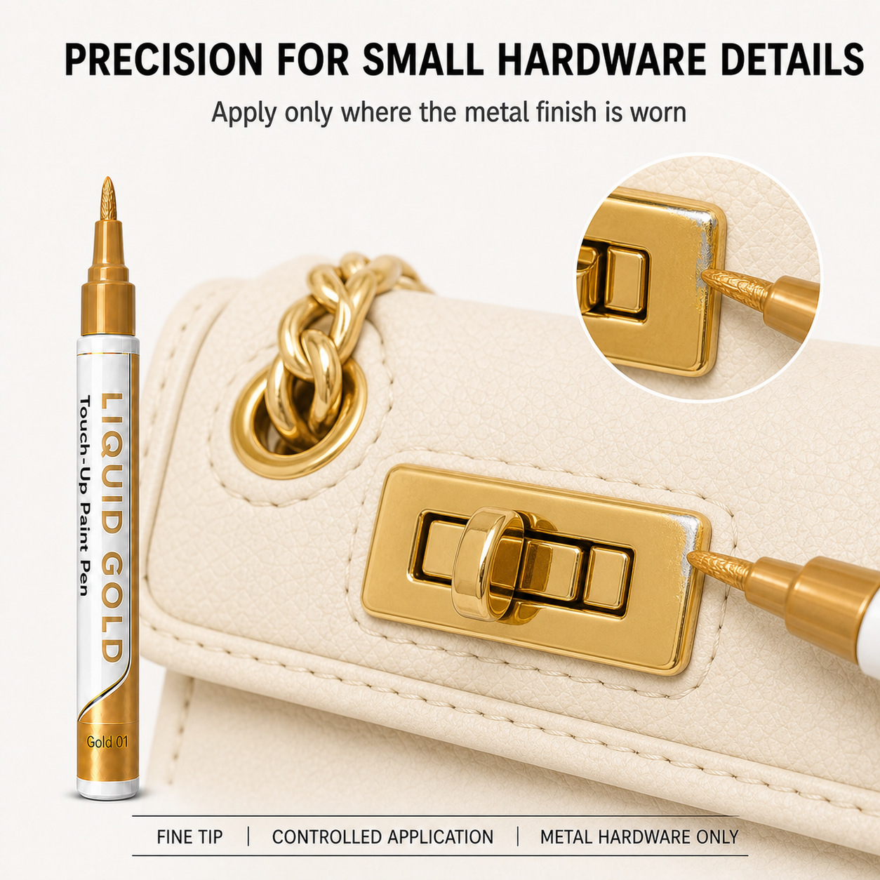 Gold touch-up paint pen for furniture, hardware, and metal, scratch cover-up, gold painting, DIY craft paint pen
