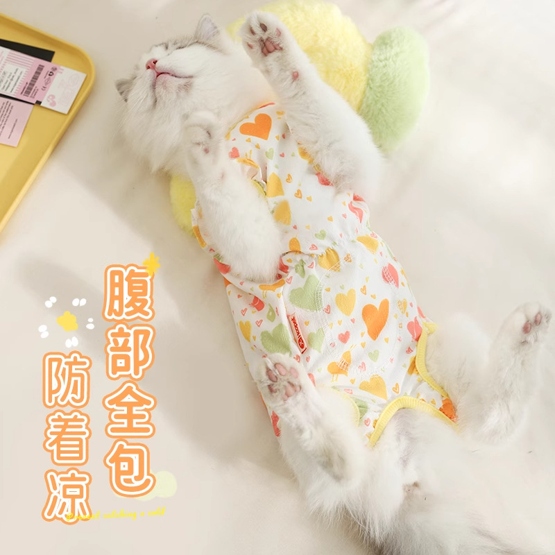 Ropa de gato, anti-caída de pelo, gatito fino de verano, destete, gata madre, protección del vientre, paquete completo, gatito mascota, ropa de esterilización de verano
