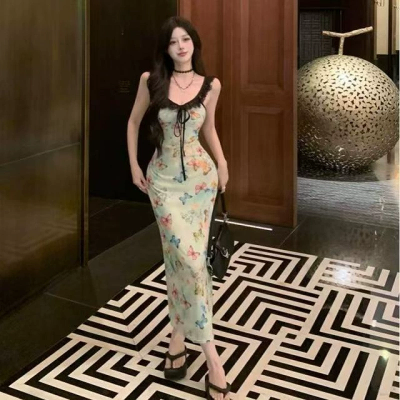 Готовое сексуальное платье Sanyu для внешней торговли, юбка-бабочка, женское летнее платье с чистой талией, юбка на подтяжках, длинная юбка