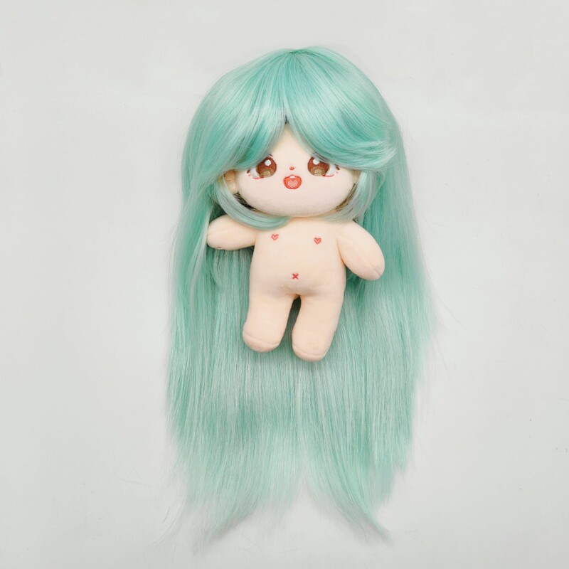 20cm Cotton Doll Hair High Temperature Silk Wig Doll Realistic Mint Green Long Straight Hair Wig Products
