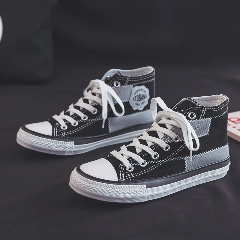 Нищий соответствующие цвета высокие парусиновые туфли женские студенческие модные туфли 2023 Новая Универсальная Повседневная Тканевая обувь ниша в гонконгском стиле Board Shoes