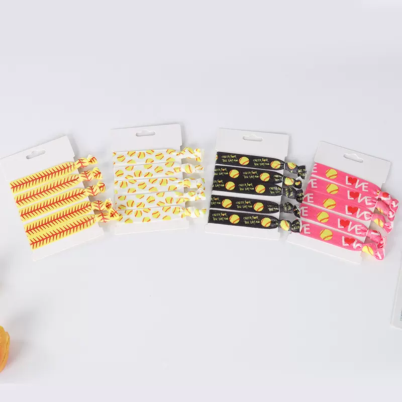 厂家批发新款欧美运动棒球发带印花打结发圈发饰头绳球类发带